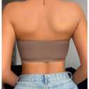 OYOANGLE Women's Front Closure Strapless Bra Non Slip Padded Bandeau Bra Mocha Brown X-Large (Beige, XL)