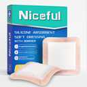 Silicone Super Absorbent Wound Dressing-4" 4" Self-Adhesive Bandages for Wound Care, FSA HSA Eligible, Ultra Soft Wound Pads for Bed Sores Leg Ulcers Burns, 10