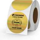 Gold Circle Thermal Labels Vinyl 2 Inch Self-Adhesive Round Glitter Stickers Roll Waterproof Printer Decals Name Tag for QR Code DIY Office Address 200 PCS
