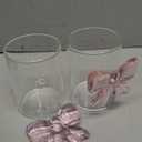 Reallnaive Wedding Champagne Flutes, 2 Pcs Pink Bow Coquette Glasses with Reinforced Stems, 8 oz Cute Feet Champagne Glasses for Wedding Engagement Bridal Shower Party Gifts(Flat Bottom)