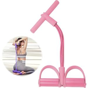 21 Fitness Resistance Bands-4 Tube Pedal Ankle Puller, New Elastic Yoga Pedal Puller Stretch Band for Exercise, AB Training Auxiliary Device Sit Up Exercise Equipment for Women Men (Pink)