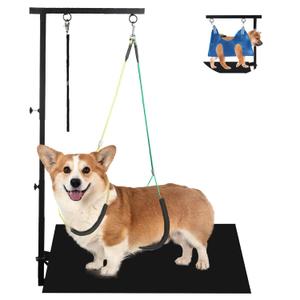 Foldable Dog Grooming Arm with Clamp, Adjustable Height 26"-38", Includes Pet Hammock, No-Sit Holder, for Home/Salon Grooming of Small/Medium Dogs