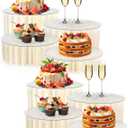 Buffet Risers Food Risers for Buffet Table Acrylic Risers Display Stands Tall Cake Stands Cylinder Stands for Party Pedestal Cake Stand Dessert Table Display Set Cupcake Stands Cupcake Display (8 Pcs White)