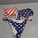 Seizesoul Women's 4th of July Criss Cross Push Up Bikini Set Two Pieces American Flag Printed Halter Tops Sexy Swimsuit Suits.  S