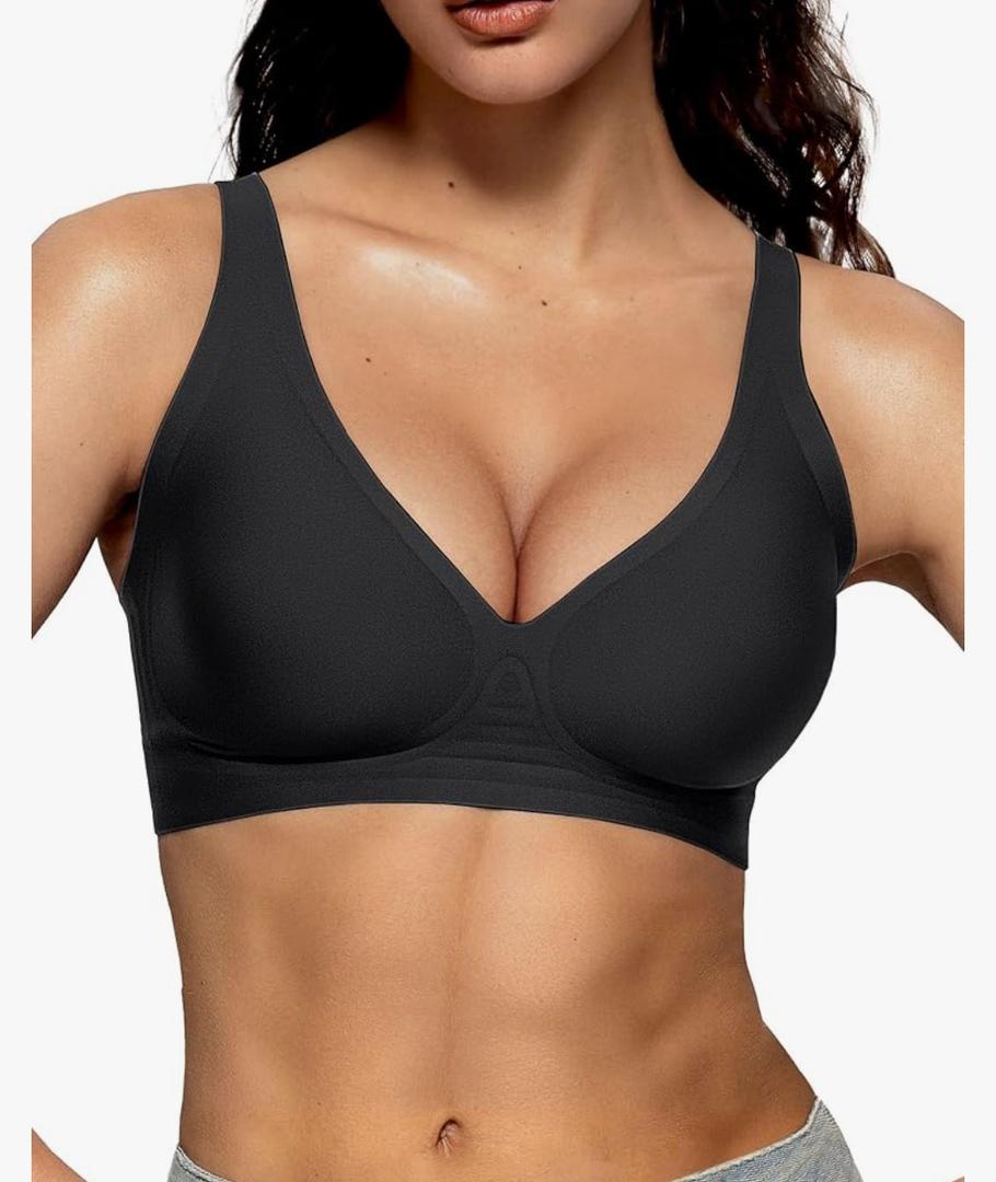 Vertvie Jelly Wireless Bras for Women Push Up Plunge Seamless T-Shirt Bras No Underwire Supportive Full Coverage Bralettes. Size XS