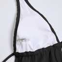 ZAFUL Women Striped Halter Bikini Set Backless String Tankini Tie Side Swimsuit Cheeky 2 Piece Bathing Suit (Black, S)