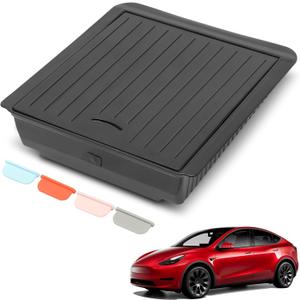 YHTAUTO Hidden Armrest Storage Box Fit for Tesla Model 3 2017-2023 & Model Y 2020-2024, Center Console Organizer Storage Box with Magnet Opening and Closing - Black