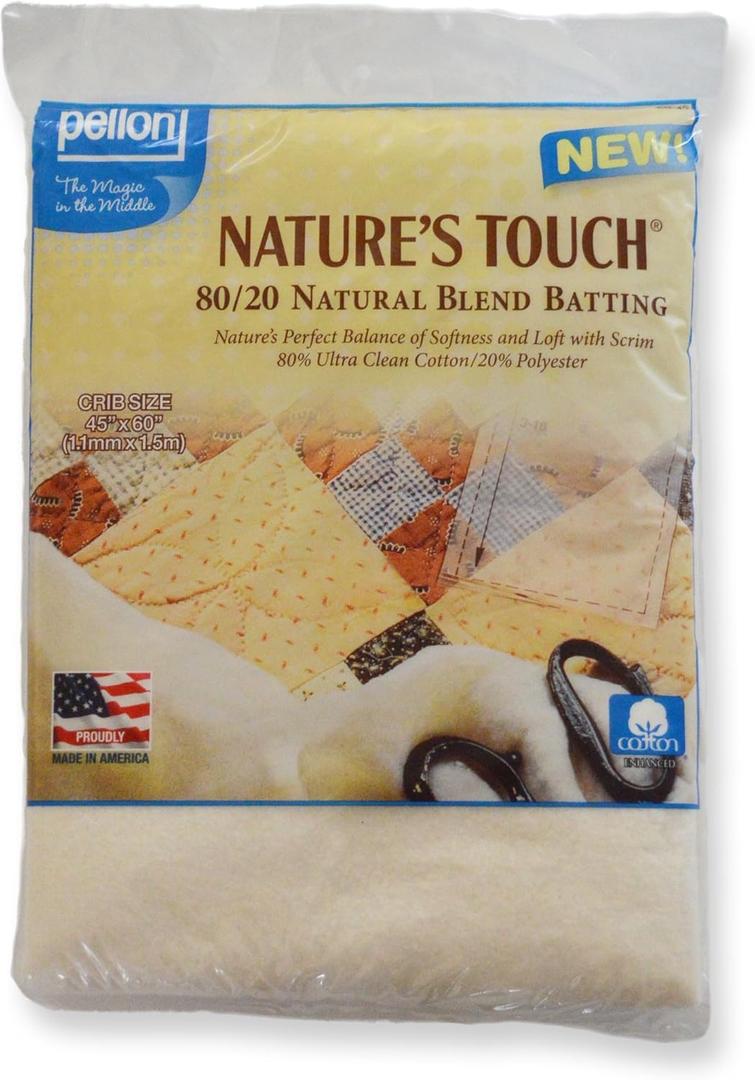 Pellon Natures Touch Natural Blend 80/20 Batting, Crib-Sized 45 in. x 60 in. Packaged