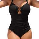 Blooming Jelly Womens One Piece Swimsuit Slimming Tummy Control Bathing Suit Shapewear Full Coverage Swim Suits (X-Large, Black)