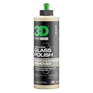 3D Glass Polish  Cerium Oxide Glass Scratch Remover for Car Windows  Restores Clarity & Removes Wiper Marks, Swirls, Water Spots - 16oz