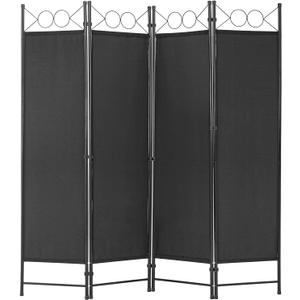PayLessHere 4 Panel Room Divider 6FT Steel Frame Screen Folding Privacy Divider Freestanding Partition for Home Office Bedroom (Black)