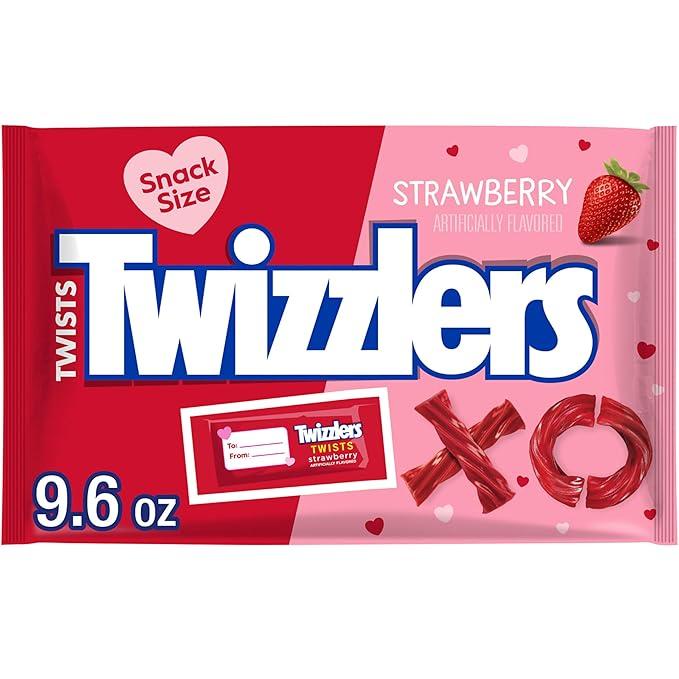 TWIZZLERS Twists Strawberry Flavored Candy, Valentine's, 9.6 oz Bag Set of 5, Best By 12/2026