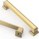 Asidrama 10 Pack 5 Inch(128mm) Brushed Brass Cabinet Pulls Kitchen Cabinet Handles Gold Cabinet Hardware for Cupboard Drawer