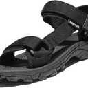 NORTIV 8 Men's Sandals Hiking Sports Lightweight Summer Water Arch Support River Open Toe Athletic Trail Outdoor Walking Sandals Longdo (9, Black Monochrome)