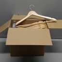 Wood Hangers - Non-Slip 30 Pack with 360 Swivel Hook & Notches, Slim Coat Hangers for Shirt, Suit, Jacket, Dress, Natural