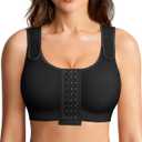Post Surgery Compression Bras for Women Front Closure Bra with Adjustable Straps (Medium, Black)