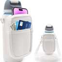 for Owala FreeSip Insulated Stainless Steel Water Bottle Cup Holder Cover Carrier Sling Bag with Strap, Pouch Pocket for Phone/Accessories, add Handle for Owala 40oz (White-40oz)