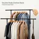 Heavy Duty Clothes Rack, Rolling Clothing Rack, Garment Rack with Wheels, Double Rod, Max 400Lbs, Black