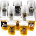 50 Pack Graduation Decorations Class of 2026, 16 Oz Black and Gold Clear Plastic Cups Disposable Party Cups for Drinks 2026 School Grad Party Favors Supplies