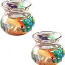 2Pcs Miniature Fish Tank Toy Mini Round Fish Bowls Resin Goldfish Grass for Dollhouse Desktop Craft Project Decor,Mini Fish Bowl,Dollhouse Accessories,Dollhouses Decor