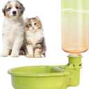 VANNON 16oz Pet Water Bottle, Gravity Dog Water Bowl Dispenser for Cage, Anti-Overflow Water Dispenser for Small Dogs, Cats, Rabbits and Other Small Animals, BPA Free, Gradient Green