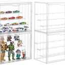 Display Case for Collectibles 4 Layer Updated Adjustable Acrylic Display Case with Magnetic Door Clear Stackable Display Box Hobby Display Cases for Figures, 2 Pack