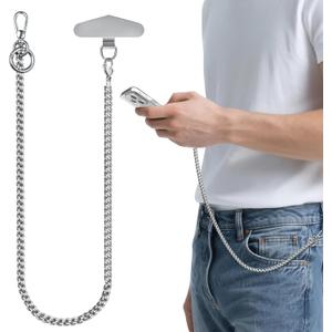 ROCONTRIP Anti-Theft Phone Lanyard Tether & Pants Chain Heavy-Duty Phone Strap With Metal Tether Tab (Light Silver)