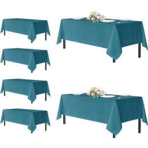 sancua Rectangle Tablecloths for 6 Foot Tables, 6 Pack - Washable Polyester Fabric Table Cloth for Wedding Party, Birthday, Banquet Reception, 54x108 Inch, Teal