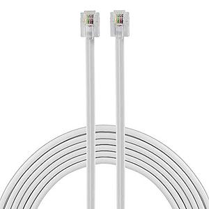 Power Gear Telephone Line Cord, 15 Feet, Phone Cord, Modular Jack Ends, Works for Phone, Modem or Fax Machine, for Use in Home or Office, White, 76192, Pack of 2