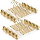 VWV 20 Pack Pants Hangers with Clips, 12.4 Inch Aluminum Skirt Hangers with 360 Swivel Hooks, Heavy Duty Space Saving Closet Hangers for Jeans, Slacks, Shorts (Gold)