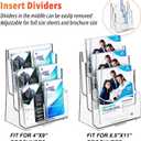 FUCDTEFC Acrylic Brochure Holder 8.5x11, Clear 3 Tier Magazine Holder Brochure Display Stand With Removable Divider for 4 x9 Inch Literature Pamphlet Flyer Holder for Wall Mount or Countertop