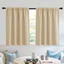 RYB HOME Room Darkening Short Curtains for Small Winow Decor Light Block Thermal Insulated Drapes for Kids Bedroom Bathroom Downstairs Window RV Curtains, 52 x 36, Biscotti Beige, 2 Panels