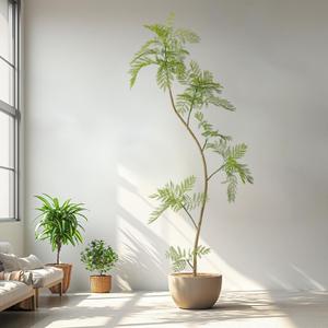 7.2FT Artificial Tree Fake Jacaranda Tree,Faux Tall Tree Lifelike Green Leaves Large Plants Indoor Fake Trees for Home Decor