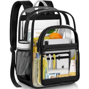 Clear Backpack for School - 17 inch Heavy Duty Transparent Bookbag for Boys and Girls, See Through Backpacks for Kids Elementary High School Students, Work