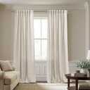 Oatmeal Beige Linen Curtains, Natural Fabric Sheer Greige Rustic Farmhouse Curtain for Living Room, Farm House Primitive Curtains for Bedroom Dining Room, Wide 52 x 84 Inches Long, 2 Panels Set