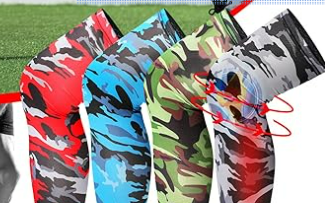 Tatuo Sports Compression UV Long Leg Sleeves for Running Basketball Football Cycling and Other Sports for Men, Women, Youth (Camouflage Colors,7 Pieces)