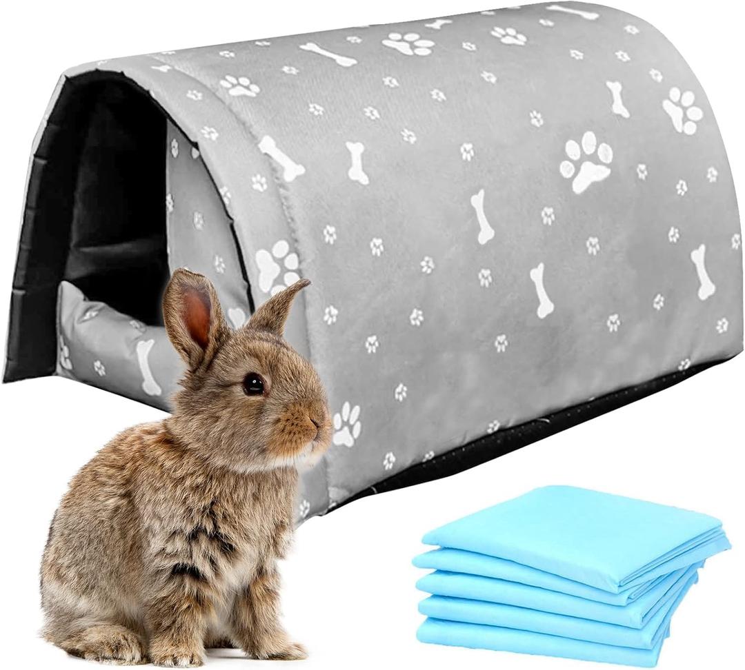 Hamiledyi Bunny Cave Bed Small Animal Warm Nest Habitats Guinea Pig Hideouts Stray Cats Shelter Cage Accessories for Hamster Cats Rat Mice Chinchilla Flying Squirrel (Grey)