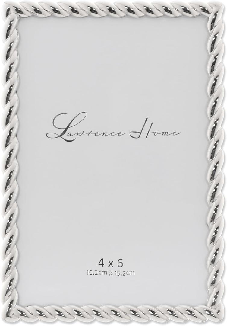 Lawrence Frames Rope Design Metal Frame, 4x6, Silver