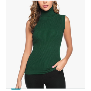 Totatuit Women's Spring Sleeveless Turtlenecks Tops Mock Neck Ribbed Solid Pullover Tank S