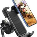 Bike Phone Holder Mount, [Super Stable Metal] Motorcycle Phone Mount with Security Lock, Bicycle Phone Holder Handlebar with Soft Cushion & Adjustable Clip Compatible with 4.7''-6.8'' Phone (1 Pack)