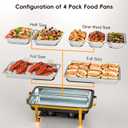 Sifer 11Qt Chafing Dishes for Buffet, No Any Screws, 4 Pack, Black & Gold