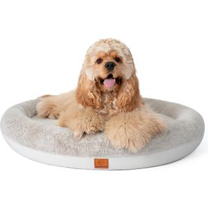 Round Donut Dog Bed Luxury Orthopedic Dog Beds with Memory Foam Calming Bolster Pet Bed, Water-Resistant, Washable Plush Cover, Zipper Small, Medium, Large Dogs & Cats (31 Inches)