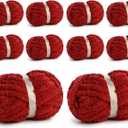 10 Pack Jumbo Chenille Yarn for Crocheting, #10 Super Bulky Baby Soft Yarn for Hand Knitting, 220 yds /70.5 oz Fluffy Chunky Knit Throw Blanket Yarn (Burgundy)