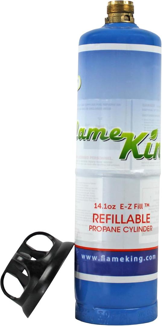 Flame King FLMKNG141LP 1LB Empty Propane Welding Cylinder Tank, Reusable & Transportable - Safe and Legal Refill Option, 14.1 oz, Blue