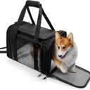 Dog Carrier for Pets, Up to 25 Lbs, Collapsible Travel Carriers for Puppy with Shoulder Strap and Removable Mat, 20x13x13 Inch, Black