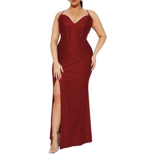 Women's Classic Bodycon Wedding Guest Dress Formal Cocktail Party Evening Gown,L