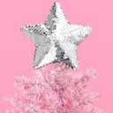 xo, Fetti Silver Disco Star Tree Topper, 8 in. | Christmas Tree Angel, Groovy Xmas Decorations, Holiday Party Decor, Fun Winter Gift, Metallic Stocking Stuffer