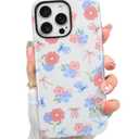 pmxlfo Case Designed for iPhone 15 Pro Max, Blue & Pink Bow Little Floral Pattern[Compatible with MagSafe] Hard PC+ Soft TPU Heavy Duty Shockproof Drop Protective Women Girls Phone Case