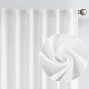 jinchan 100% Blackout Linen Blend Curtains for Bedroom 63 Inch Length Off White Rod Pocket Back Tab Thermal Insulated Curtains for Living Room Modern Drapes Set 2 Panels