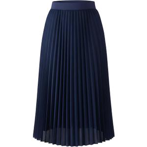 Shestellar Women's High Waist Pleated Chiffon Midi Skirt - A-Line Flowy Swing Skirt with Lining, Medium